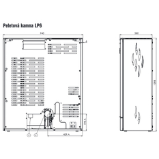 Kamna peletová OPOP LP6 AQUA, s teplovodním výměníkem 6,9 kw, barva sandstone (pískovec)