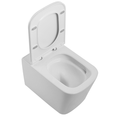 Klozet závěsný se sedátkem Plano Geneve Square Rimless Twist Flush 52 x 34,5 x 36 cm, bílá