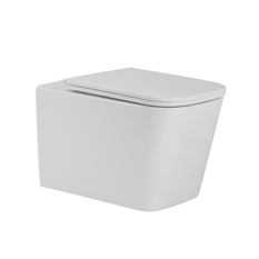 Klozet závěsný se sedátkem Plano Geneve Square Rimless Twist Flush 52 x 34,5 x 36 cm, bílá