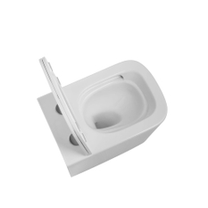 Klozet závěsný se sedátkem Plano Geneve Square Rimless Twist Flush 52 x 34,5 x 36 cm, bílá
