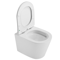 Klozet závěsný se sedátkem Plano Geneve Round Rimless Compact Twist, 49 x 36,5 x 32,5 cm, bílá