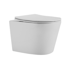 Klozet závěsný se sedátkem Plano Geneve Round Rimless Compact Twist, 49 x 36,5 x 32,5 cm, bílá