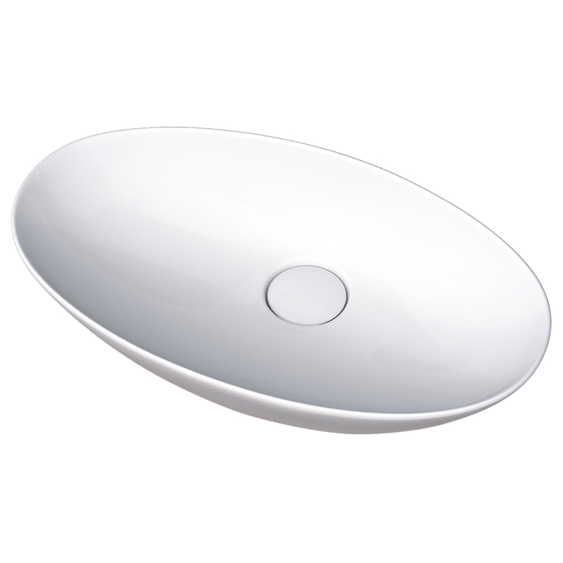 Umyvadlo na desku Plano Geneve Plus Elipse bez přepadu, 58 cm, bílá 