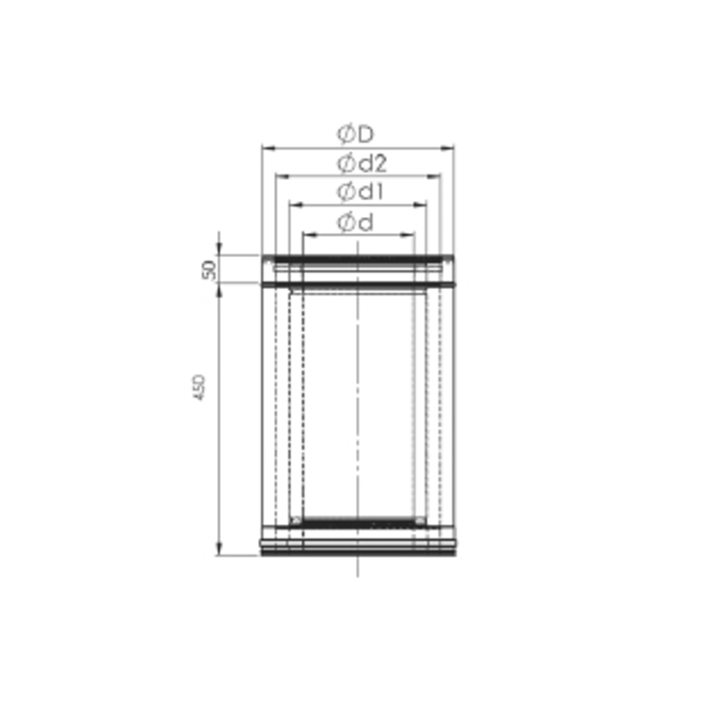 Rovný díl Almeva 450 mm, 2 x izolovaný TW 25 / 250