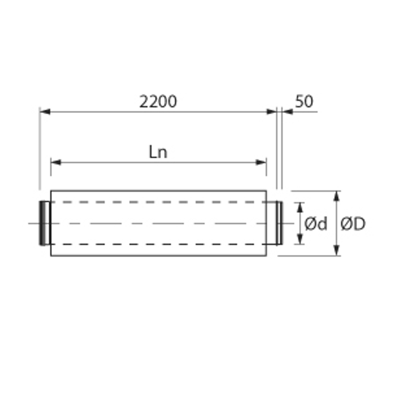 Absorbční tlumič hluku spalin Almeva 2,25 m, ASD / 230