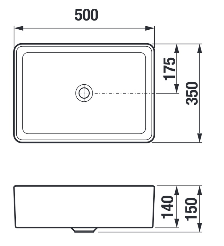 Umyvadlová obdélníková mísa Jika Cubito Pure 50 x 35 cm, černá matná