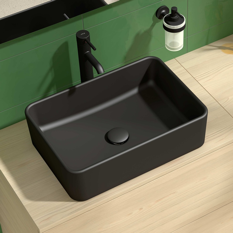 Umyvadlová obdélníková mísa Jika Cubito Pure 50 x 35 cm, černá matná