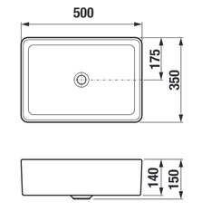 Umyvadlová obdélníková mísa Jika Cubito Pure 50 x 35 cm, černá matná