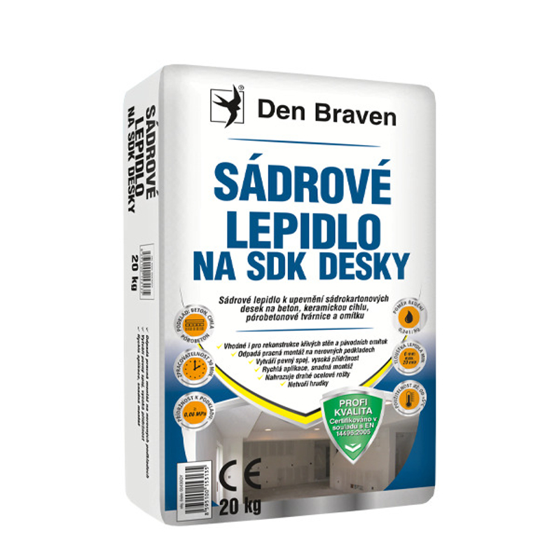 Sádrové lepidlo na sádrokartonové desky Den Braven 20 kg