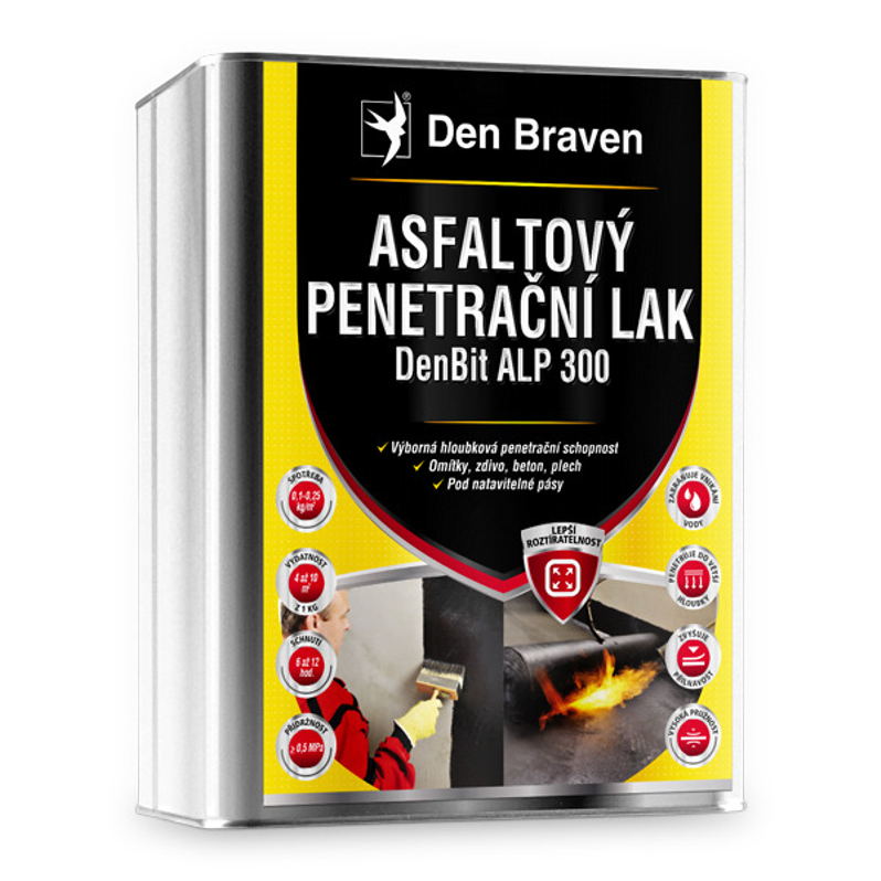 Asfaltový penetrační lak Den Braven DenBit ALP 300 plechovka 4 kg, černá