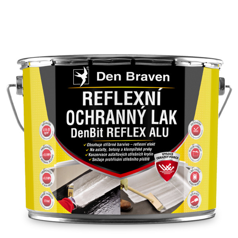 Reflexní ochranný lak Den Braven DenBit REFLEX ALU plechovka 9 kg, stříbrná