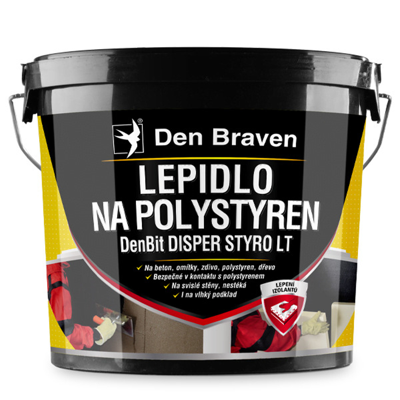Lepidlo na polystyren Den Braven DenBit DISPER STYRO LT kbelík 10 kg, černá