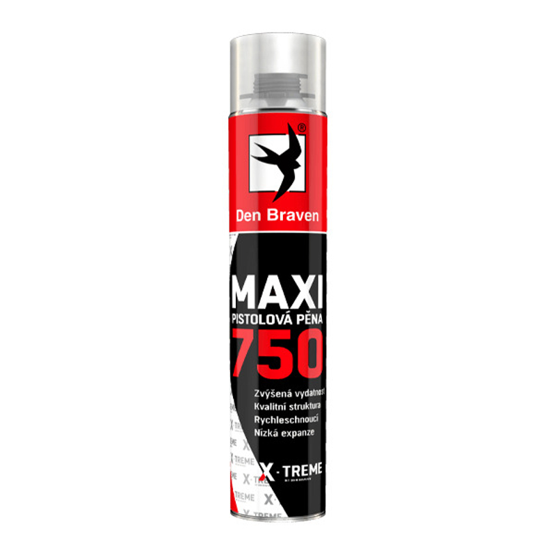 Pistolová pěna Den Braven MAXI 750 pistolová dóza 750 ml, žlutá