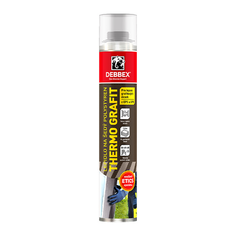 Lepidlo na šedý polystyren Den Braven THERMO GRAFIT pistolová dóza 750 ml, šedá