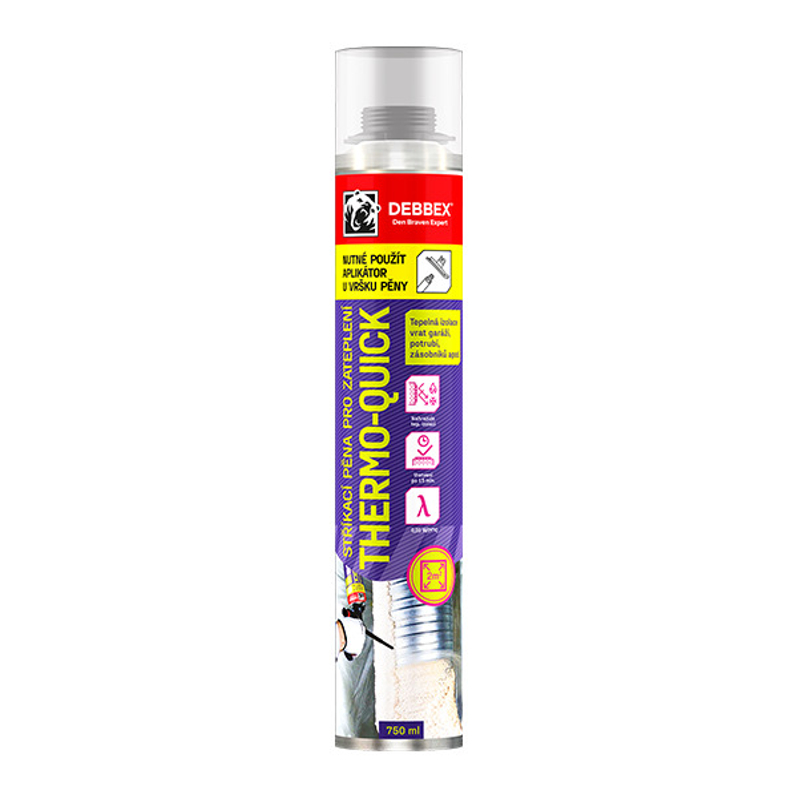 Stříkací pěna na zateplení Den Braven THERMO-QUICK pistolová dóza 750 ml, žlutá