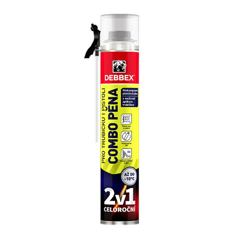 Pěna montážní pro trubičku i pistoli Den Braven COMBO pistolová dóza 750 ml, žlutá