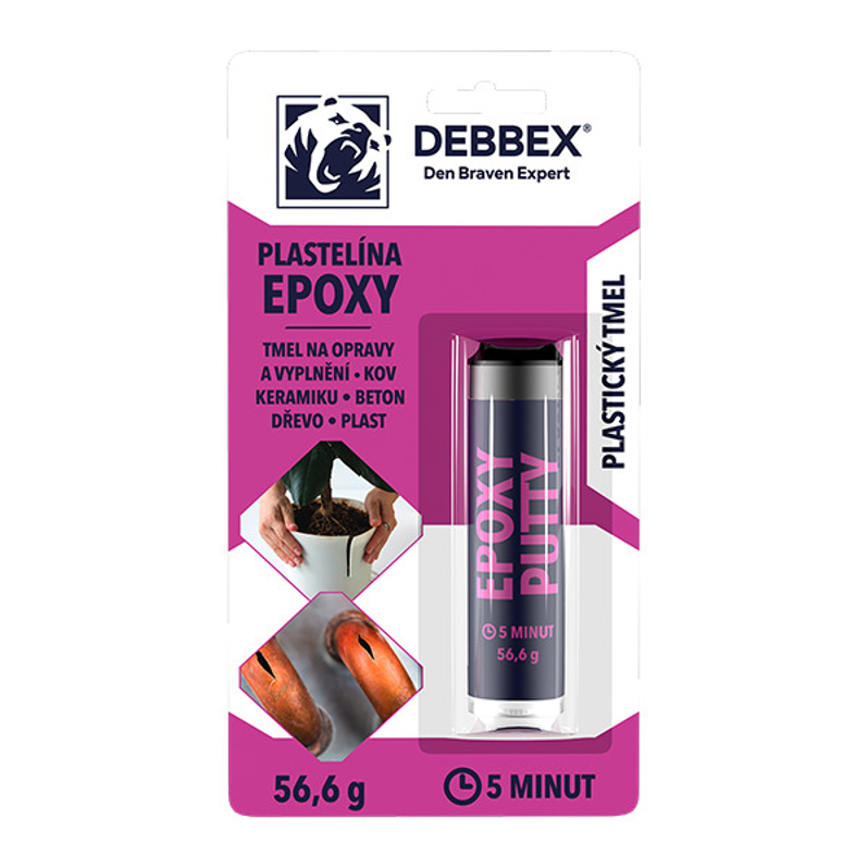 Plastelína Den Braven Epoxy blistr 56,6 g, světle černá