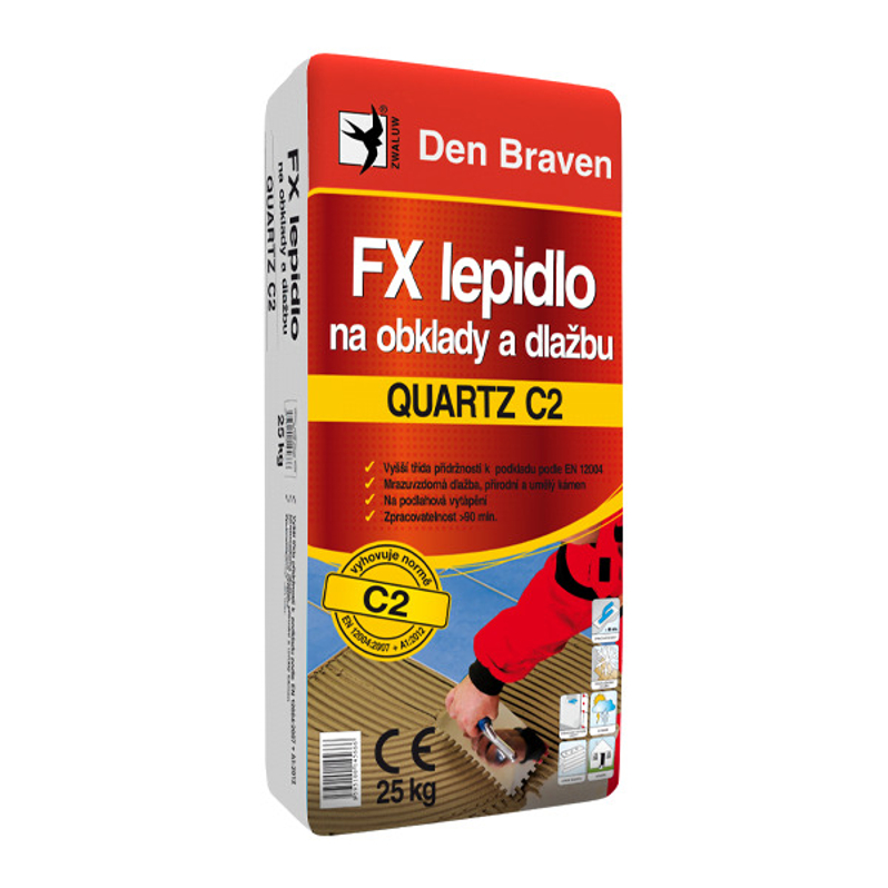 Flexibilní lepidlo na obklady a dlažbu Den Braven QUARTZ C2 FX pytel 25 kg, šedá