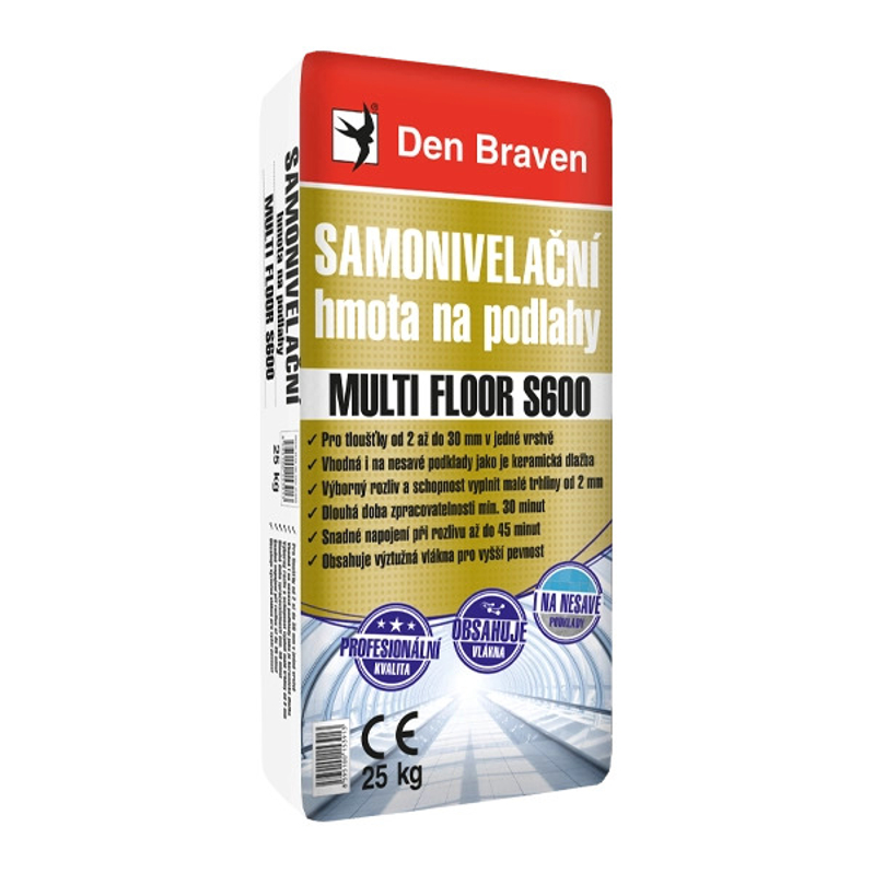 Samonivelační hmota na podlahy Den Braven MULTI FLOOR S600 pytel 25 kg, šedá