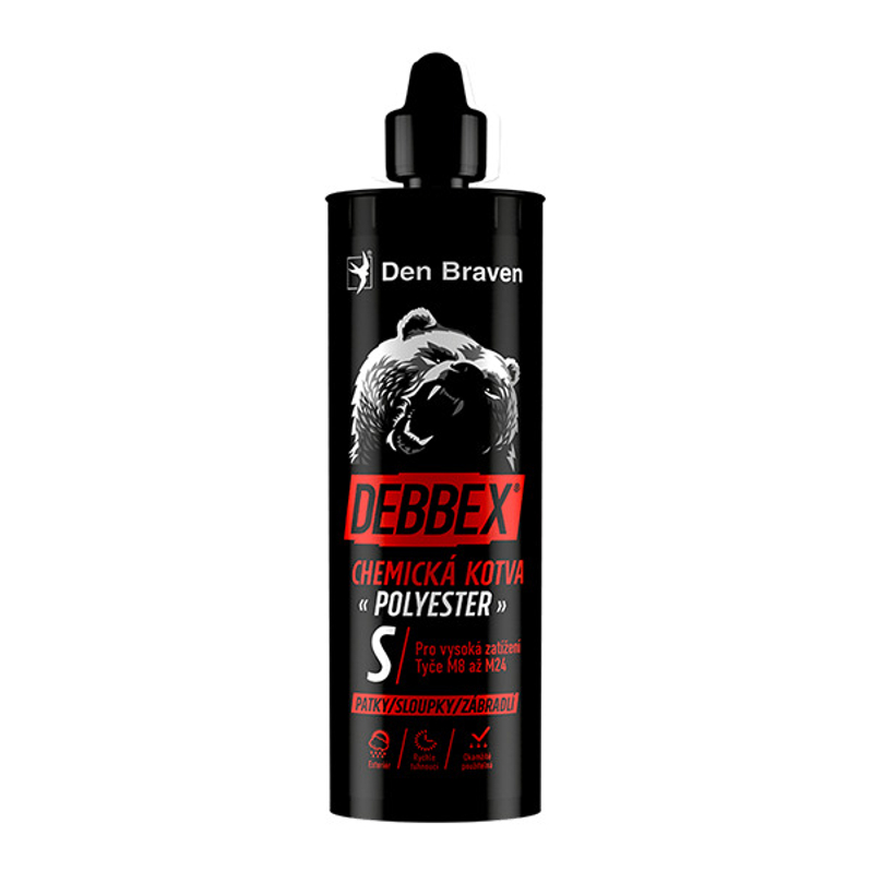 Chemická kotva Den Braven POLYESTER S kartuše 380 ml, šedá