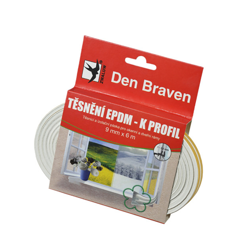 Těsnicí profily z EPDM pryže Den Braven profil ˝P˝ 9 x 5,5 mm, délka 6 m, bílá