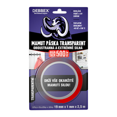 Oboustranná a extrémně silná Den Braven MAMUT PÁSKA TRANSPARENTšířka 19 mm, délka 2,5 m, transparentní