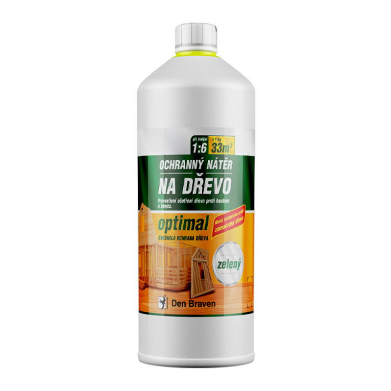 Ochranný nátěr na dřevo Den Braven OPTIMAL láhev 1 kg, zelená
