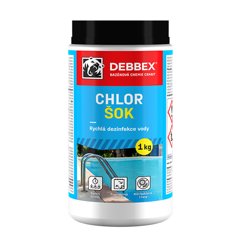 Chlor šok Den Braven Cranit dóza 1 kg, namodralá