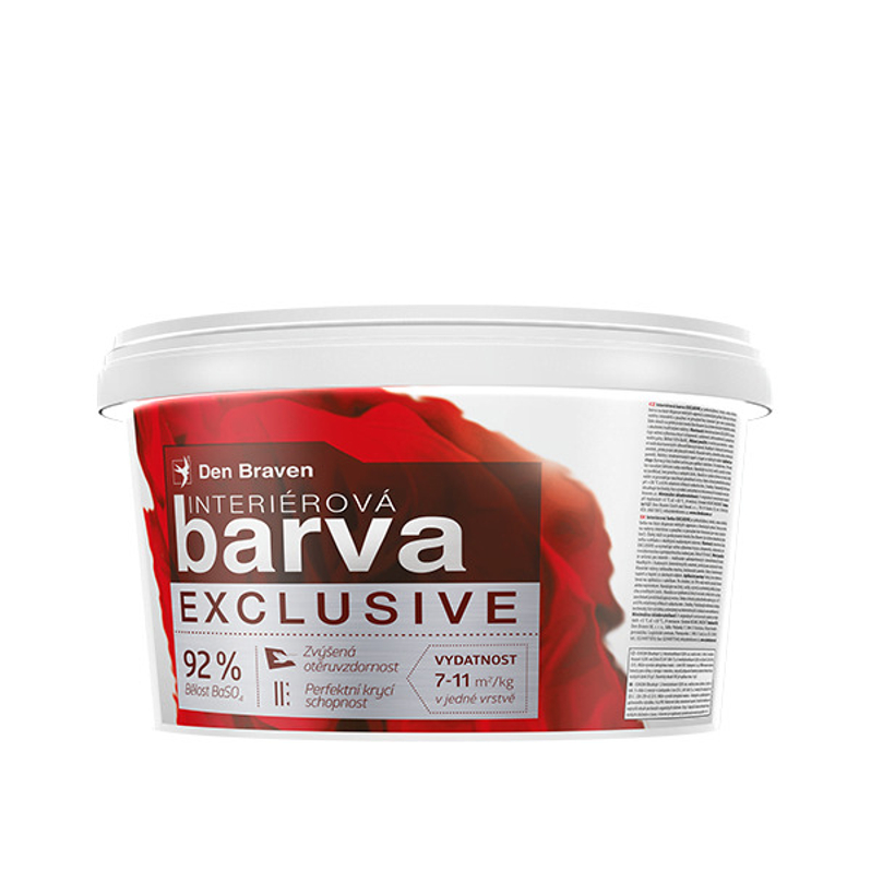 Interiérová barva Den Braven EXCLUSIVE kbelík 15 kg, bílá - bělost min. 92%