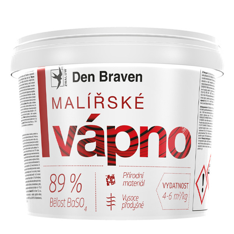 Malířské vápno Den Braven kbelík 11 kg, bílá - bělost min. 89%
