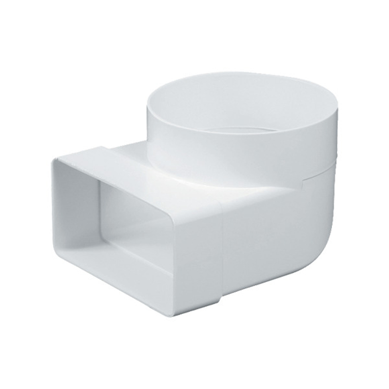 Článek přechodový – koleno 90° Den Braven pr. 100 mm na 110 x 55 mm, ABS, bílá