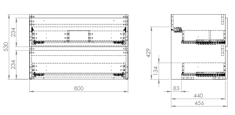 Skříňka pod umyvadlo Plano Bern Plus, 2 zásuvky, 80 x 53 x 46 cm, dekor dub