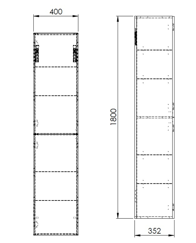 Skříňka vysoká Plano Bern Plus, 2 x dveře, 40 x 35 x 180 cm, dekor dub