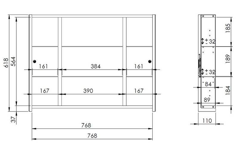 Skříňka zrcadlová Plano Bern Plus, 3-křídlá, 80 x 13 x 62 cm