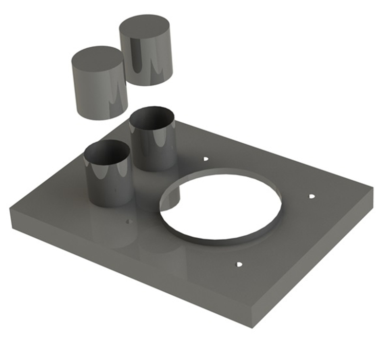 Deska krycí Almeva SIB pro jednoprůduchový komín s ventilačními šachtami - nerezová 0,46 x 0,62 x 0,05 m (otv. 0,235 m)