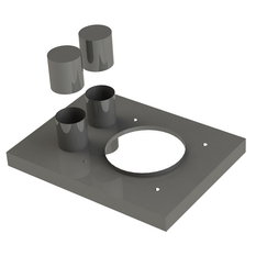 Deska krycí Almeva SIB pro jednoprůduchový komín s ventilačními šachtami - nerezová 0,46 x 0,62 x 0,05 m (otv. 0,235 m)