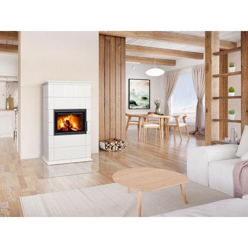 Kachlová kamna akumulační designová Romotop Baracca 10 keramika bílá lesklá