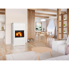 Kachlová kamna akumulační designová Romotop Baracca 10 keramika bílá lesklá