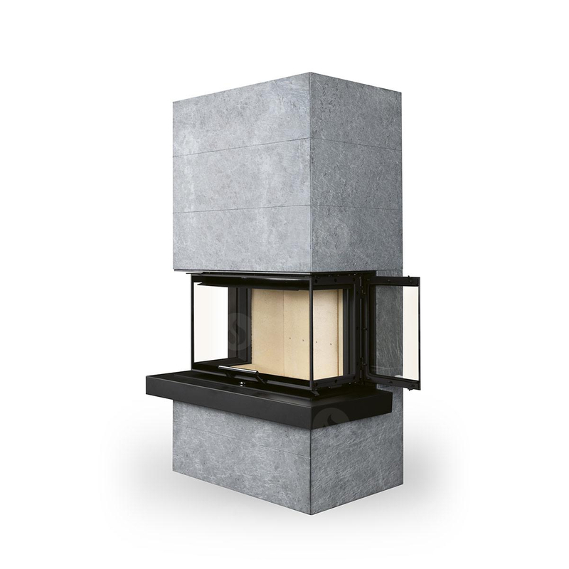 Kamna krbová akumulační designová Romotop Cara C 02 kámen výsuvná dvířka