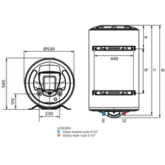 Elektrický ohřívač Ariston ARI 200 VERT 513 THER MO, závěsný vertikální, objem 200 l, výkon 2,2 kW
