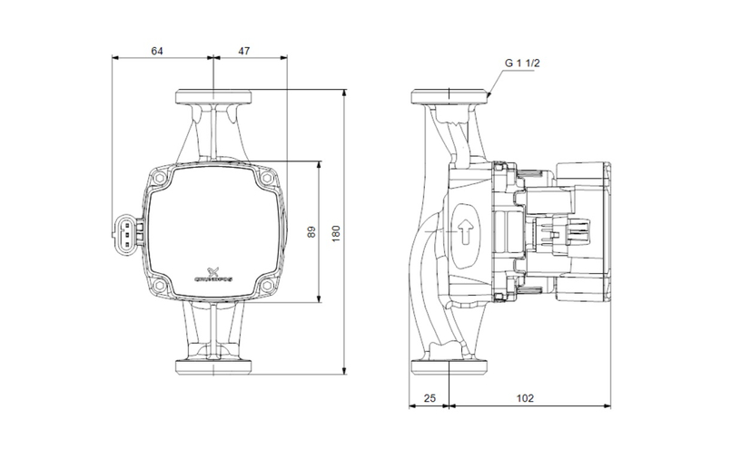 Čerpadlo oběhové mokroběžné Grundfos Alpha1 GO, 25-60, 180 mm