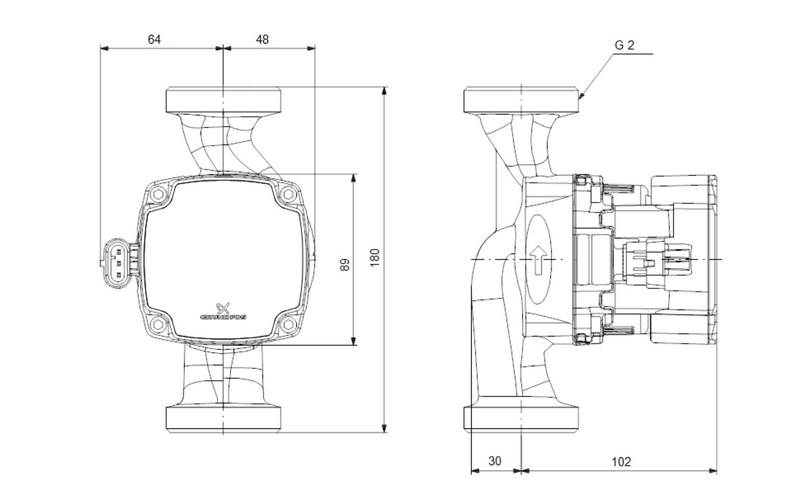 Čerpadlo oběhové mokroběžné Grundfos Alpha1 GO, 32-80, 180 mm