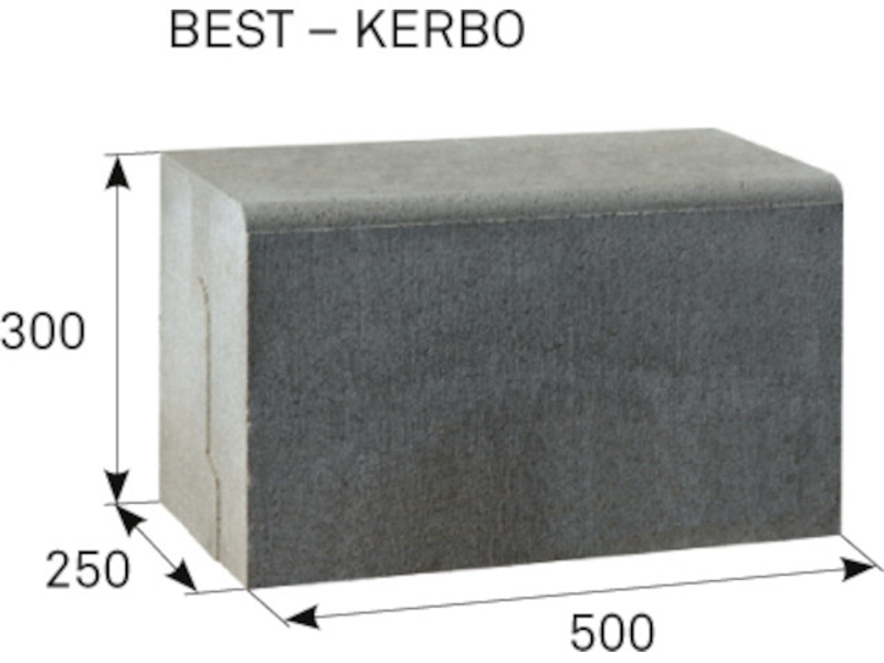 Obrubník silniční betonový Best Kerbo, výška 30 cm, délka 50 cm, přírodní betonová