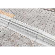 Obrubník zastávkový náběhový pravý betonový Best výška 33/31 cm, délka 100 cm, přírodní betonová