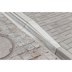 Obrubník zastávkový přechodový pravý betonový Best výška 31/25 cm, délka 100 cm, přírodní betonová