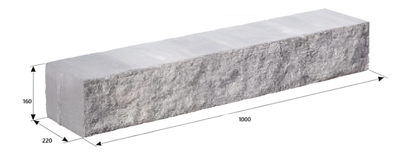 Tvarovka plotová štípaná betonová Best Stone I, výška 16 cm, délka 100 cm, colormix brilant