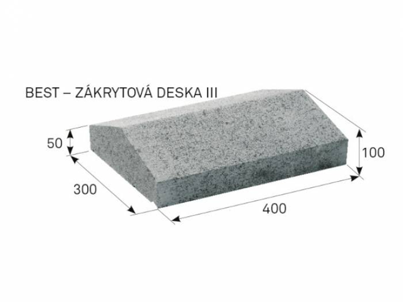 Deska plotová zákrytová betonová Best III výška 10 cm, délka 40 cm, karamelová