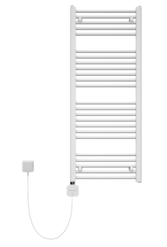 Těleso koupelnové trubkové elektrické Koralux Linear Classic KLCA 1820/750, výkon 1000 W, topné těleso s integrovaným regulátorem ovládaný aplikací, barva black RAL 9005
