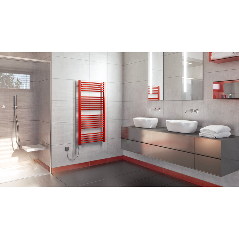 Těleso koupelnové trubkové elektrické Koralux Linear Classic KLCA 1820/750, výkon 1000 W, topné těleso s integrovaným regulátorem ovládaný aplikací, barva black RAL 9005