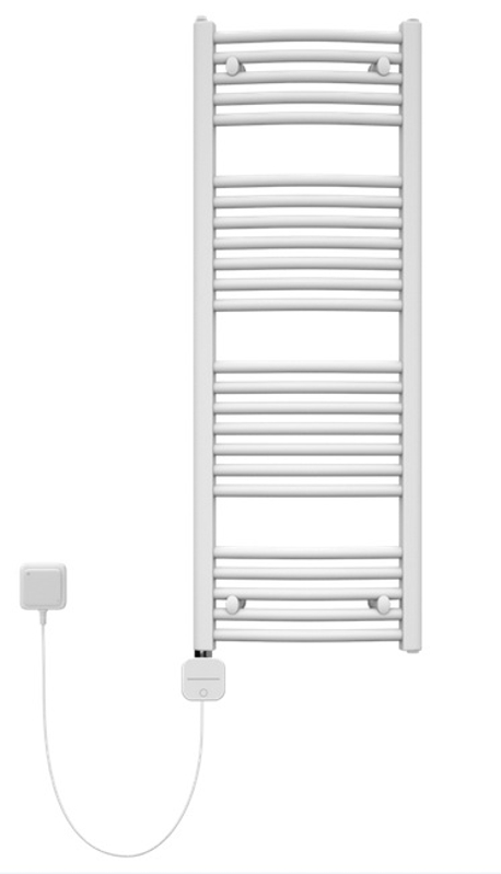 Těleso koupelnové trubkové elektrické Koralux Rondo Comfort KRTA 900/750, výkon 500 W, topné těleso s integrovaným regulátorem ovládaný aplikací, barva silber RAL 9006